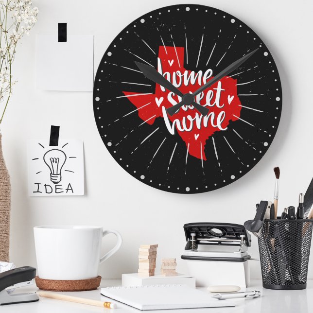 Horloge Ronde Raider Red and Black Home Sweet Home - Texas (Créateur téléchargé)