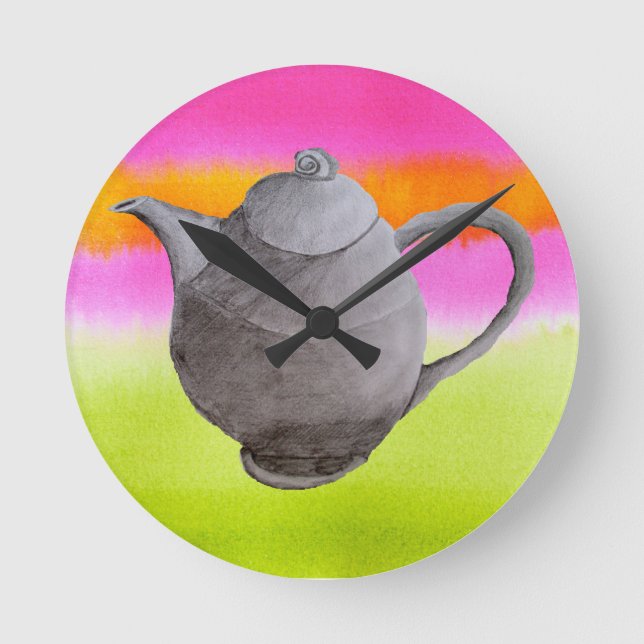 Horloge Ronde Rainbow Teapot partie thé (Recto)