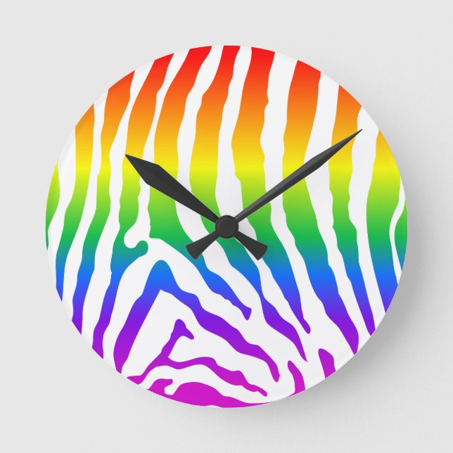 Horloge Ronde Rainbow Zebra Pattern (Recto)