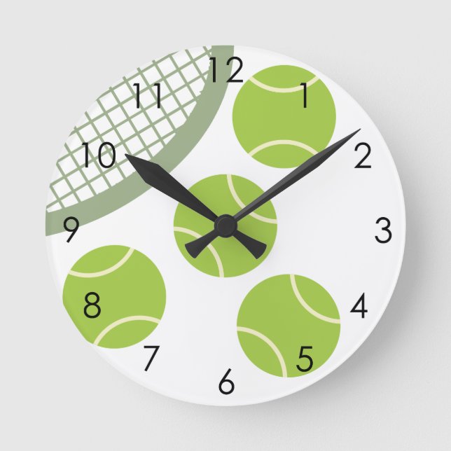 Horloge Ronde Raquette de balle de tennis verte Sage moderne (Recto)