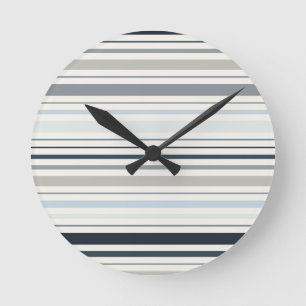 Horloge Ronde Rayures côtières bleues
