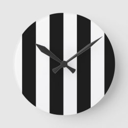 Horloge Ronde Rayures noires et blanches