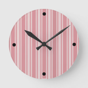 Horloge Ronde Rayures roses
