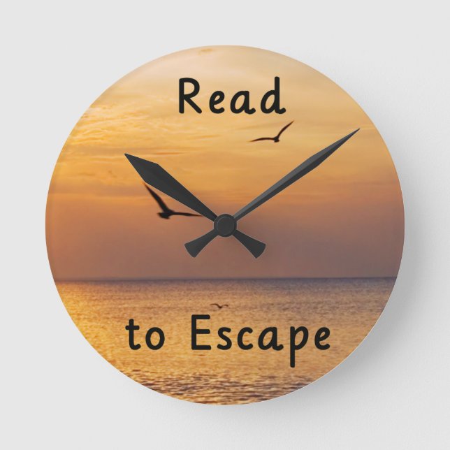 Horloge Ronde Read to Escape Wall Clock | Book Lover Quote (Recto)