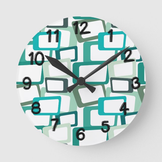 Horloge Ronde Rectangles modernes du milieu du siècle (Recto)