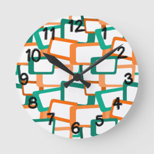 Horloge Ronde Rectangles modernes du milieu du siècle