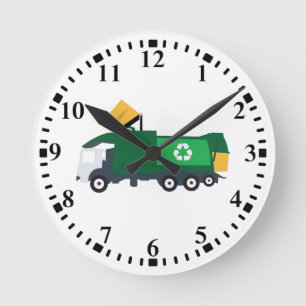 Horloge Ronde Recyclage Camion à ordures