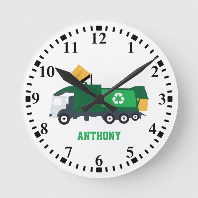 Horloge Ronde Recyclage personnalisé Camion-poubelle (Recto)