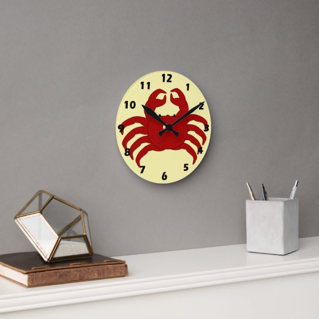 Horloge Ronde Red Crab Design (Bureau)