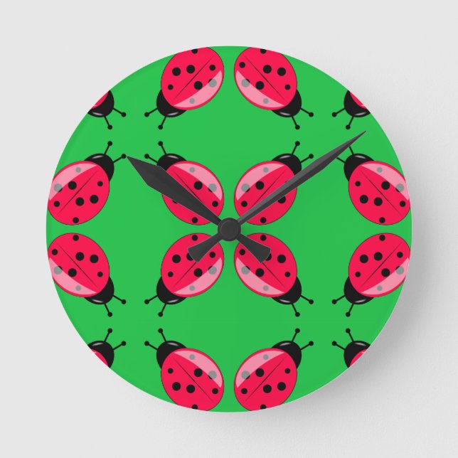 Horloge Ronde Red Ladybugs (Recto)
