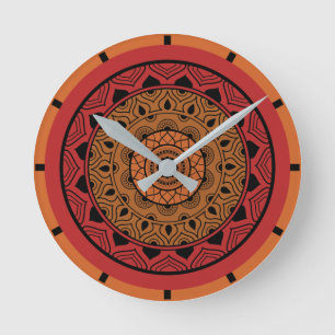 Horloge Ronde Red Mandala Acrylic