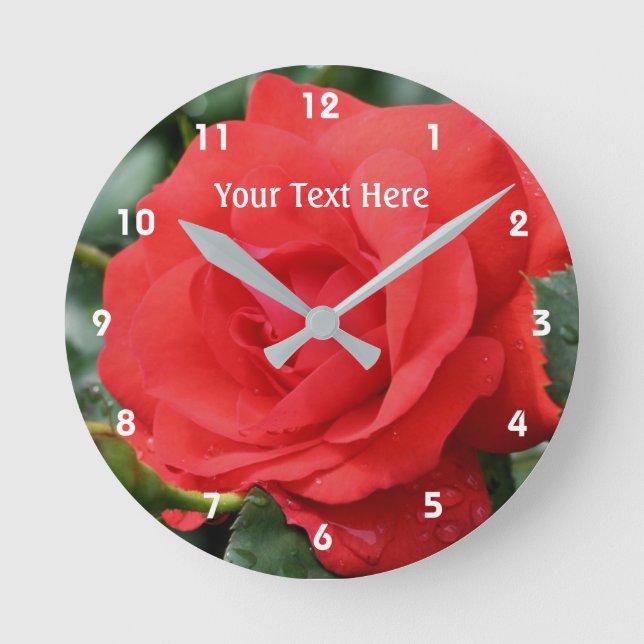Horloge Ronde Red Rose in Bloom Flower (Recto)