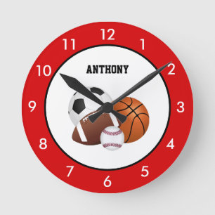 Horloge Ronde Red Sports Personnalisé