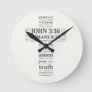 Horloge Ronde Référence de verset biblique Croix Murale Art