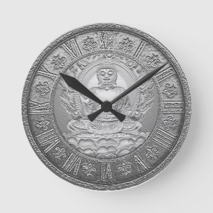 Horloge Ronde Regard d'argent de Bouddha