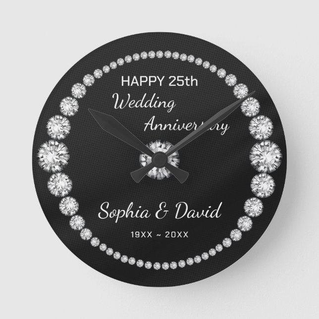 Horloge Ronde Regarder les diamants en argent (Recto)