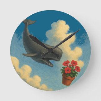 Horloge Ronde Relógio de Parede Whale & Bowl Of Petunias