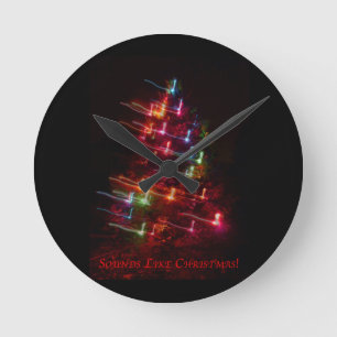 Horloge Ronde Ressemble à de Noël (arbre et notes)