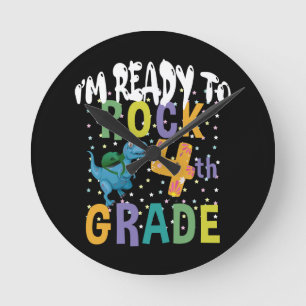 Horloge Ronde Retour à l'école Je suis prêt à rocher 4e année Di