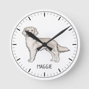 Horloge Ronde Retriever Anglais Crème Chien Nom Personnalisé