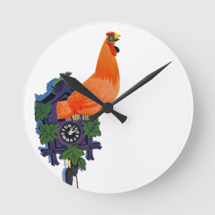 Horloge Ronde Rétro cru de temps de coq d'horloge de