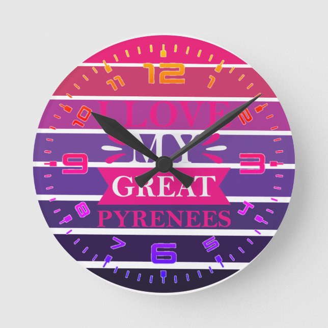 Horloge Ronde Rétro J'aime mes Pyrénées (Recto)
