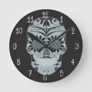 Horloge Ronde Rétro jour du crâne mort de sucre
