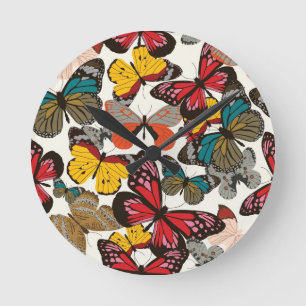 Horloge Ronde Rétro motif floral