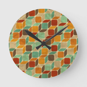 Horloge Ronde Rétro motif géométrique 4