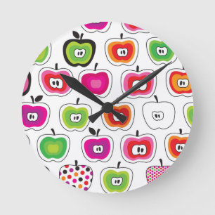 Horloge Ronde Rétro motif mignon de pomme