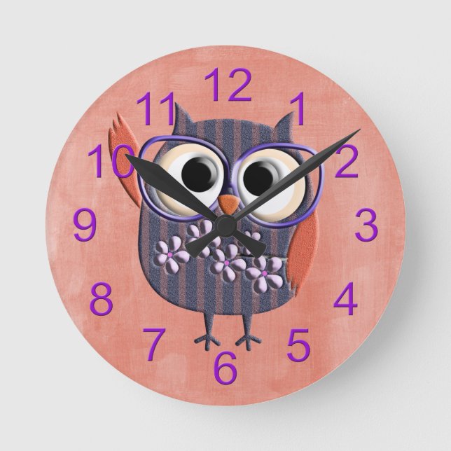 Horloge Ronde Retro Rustic Custom Owl (Recto)