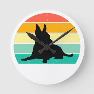 Horloge Ronde Retro Sunset Chihuahua
