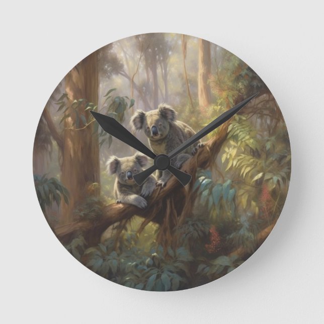 Horloge Ronde Rêves de forêt de koalas (Recto)