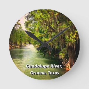 Horloge Ronde Rivière Guadalupe en Gruene, Texas Aquarelle