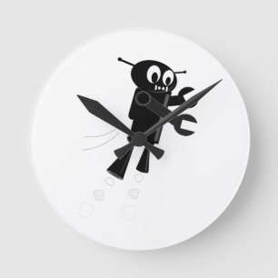 Horloge Ronde Robot volant noir
