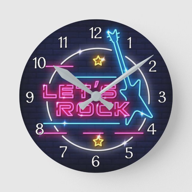 Horloge Ronde Rock Retro Neon (Recto)