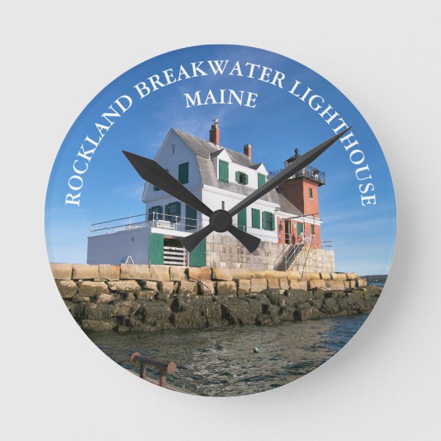 Horloge Ronde Rockland Breakwater Lighthouse ME Round Wall Horlo (Recto)