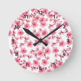 Horloge Ronde Romantic pink Cherry blosson