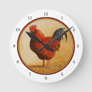 Horloge Ronde Rooster chicken de Rhode Island