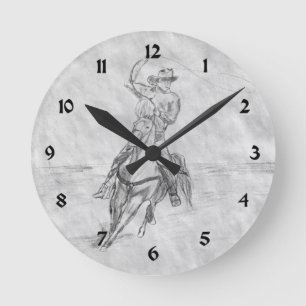 Horloge Ronde Roping cow-boy