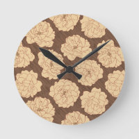 Rose baroque sur marron noyer - motif sans soudure