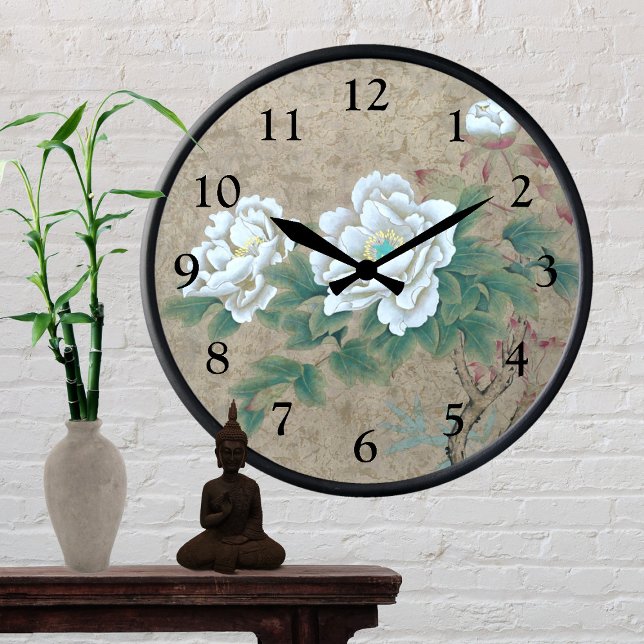 Horloge Ronde Rose blanche (Créateur téléchargé)