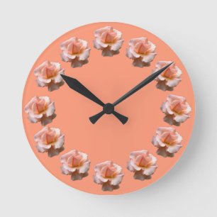 Horloge Ronde Rose Clock Wildrose Wall Clock Peach Rose Clock