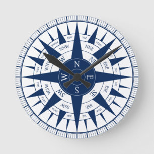 Horloge Ronde Rose de boussole