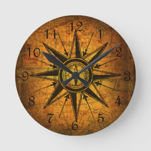 Horloge Ronde Rose de boussole antique