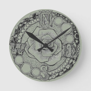 Horloge Ronde Rose de boussole victorien de Steampunk