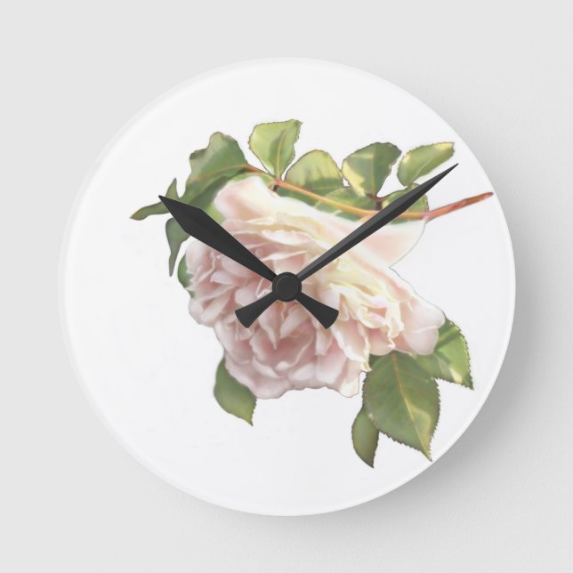 Horloge Ronde Rose de pêche en ivoire rougissant (Recto)