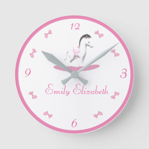 Horloge ronde rose et blanc