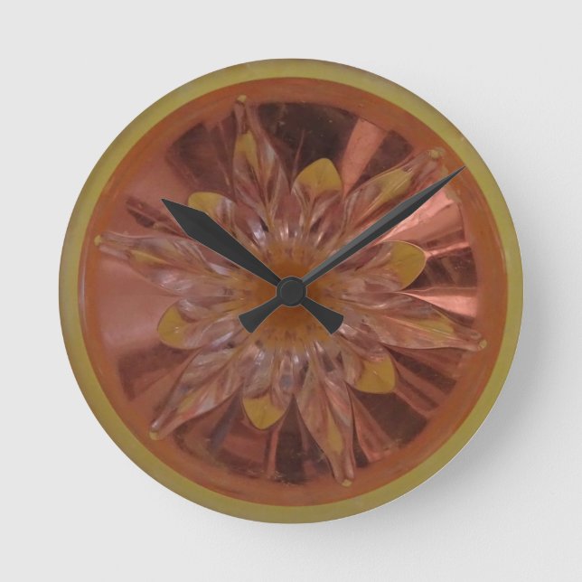 Horloge Ronde Rosé Fleur Mur Jaune (Recto)