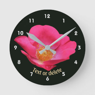 Horloge Ronde Rose Fleur Rose Vibrante Personnalisée